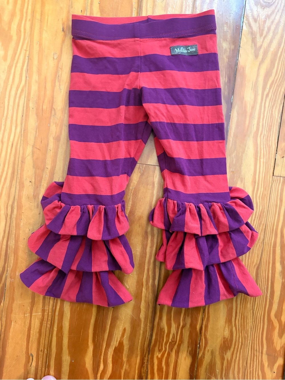 Matilda Jane Red & Purple Striped Ruffle Leggings